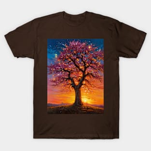 sunset glowing tree landscape T-Shirt